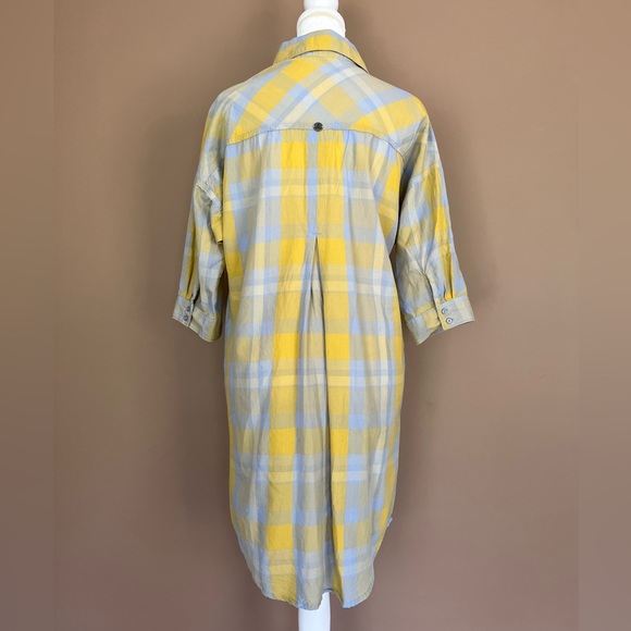 {Prana} Deryn Plaid Shirt Dress in Yellow & Blue Grey - Women's Small - Picture 8 of 14